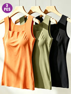 3pcs All Seasons Style Women'S Camisole, New Innerwear for Layering Or Wearing Alone with Built-In Pads