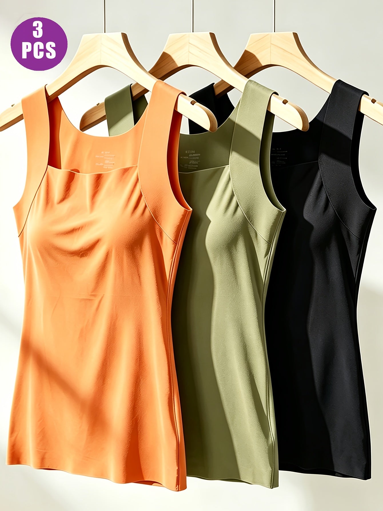 3pcs All Seasons Style Women'S Camisole, New Innerwear for Layering Or Wearing Alone with Built-In Pads