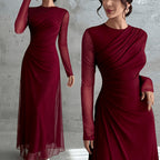 Vintage Formal Mesh A‑Line Maxi Dress