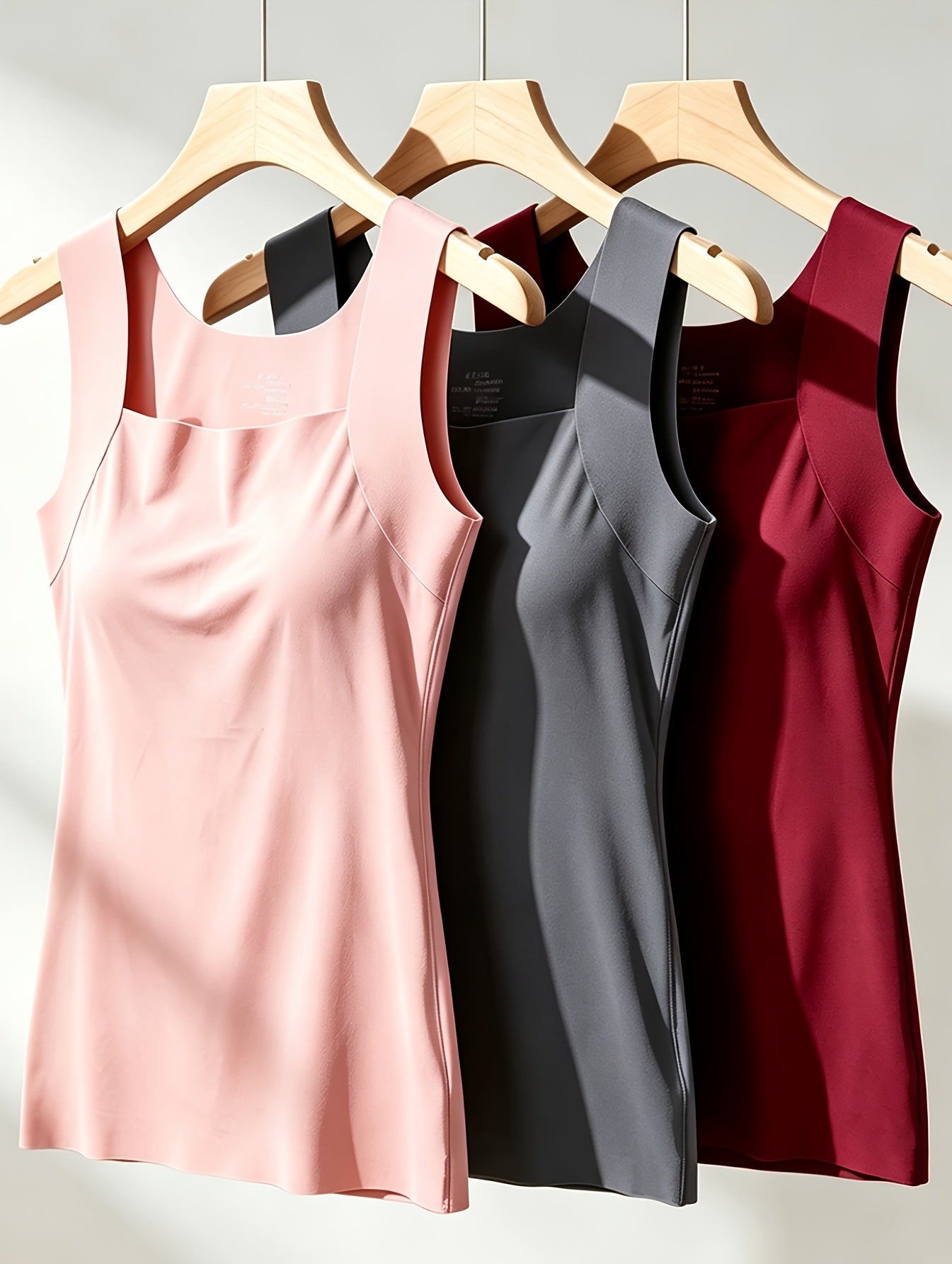 3pcs All Seasons Style Women'S Camisole, New Innerwear for Layering Or Wearing Alone with Built-In Pads