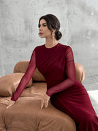 Vintage Formal Mesh A‑Line Maxi Dress