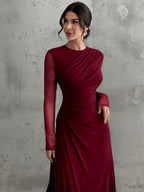 Vintage Formal Mesh A‑Line Maxi Dress