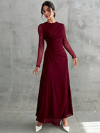 Vintage Formal Mesh A‑Line Maxi Dress