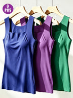 3pcs All Seasons Style Women'S Camisole, New Innerwear for Layering Or Wearing Alone with Built-In Pads