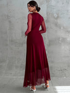 Vintage Formal Mesh A‑Line Maxi Dress