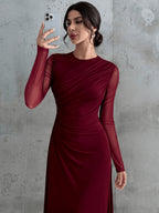 Vintage Formal Mesh A‑Line Maxi Dress